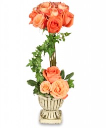 Peach Rose Topiary Arrangement