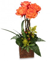 TOPIARY OF ORANGE ROSES Arrangement