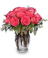 SYMPHONY IN ROSES Coral Floral Vase