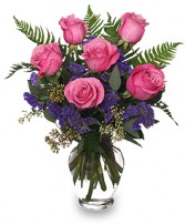 HALF DOZEN PINK ROSES Vase Arrangement