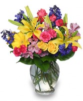 RAINBOW OF BLOOMS Vase of Flowers