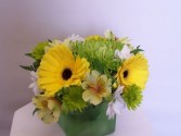 Lemon and Lime Yellow and green all round arrangement in New Hamburg, ON | ALL FLOWERS & CHARM