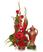 RED REMEMBRANCE Cremation Flowers  (urn not included) 
