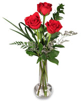 RED ROSE BUD VASE Flower Design