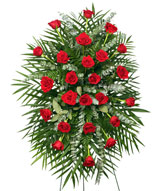 RED ROSES STANDING SPRAY of Funeral Flowers